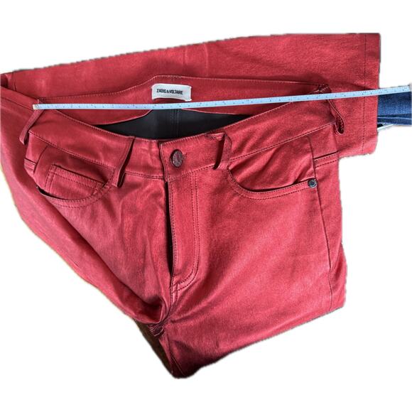 NWT Zadig & Voltaire RED Phlame Metallic Lamb Leather Pants *Rare! - Picture 11 of 15